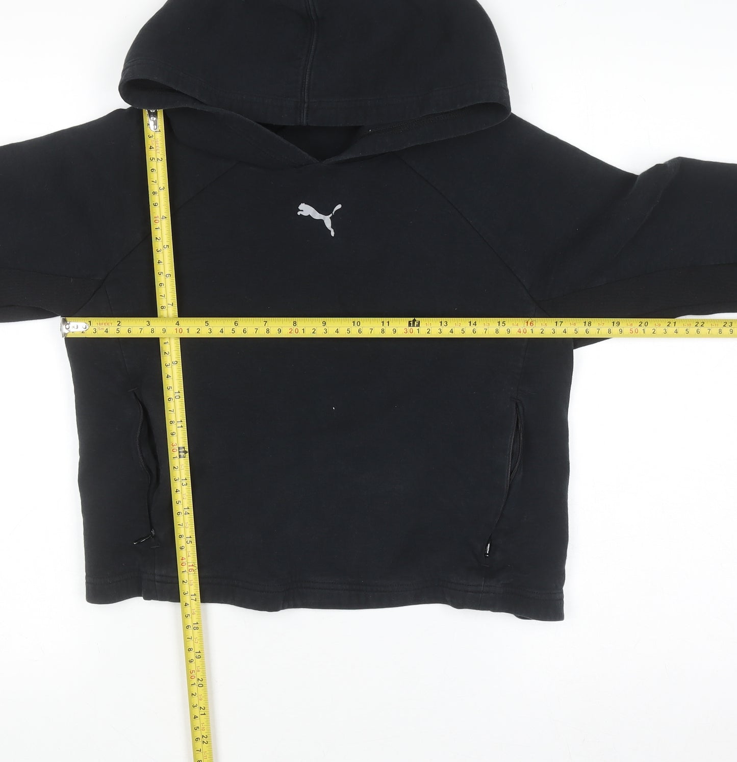 Puma Women's Black Cotton Hoodie Size M Pullover Hooded Sweatshirt