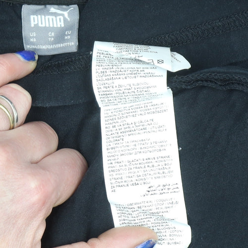 Puma Women's Black Cotton Hoodie Size M Pullover Hooded Sweatshirt