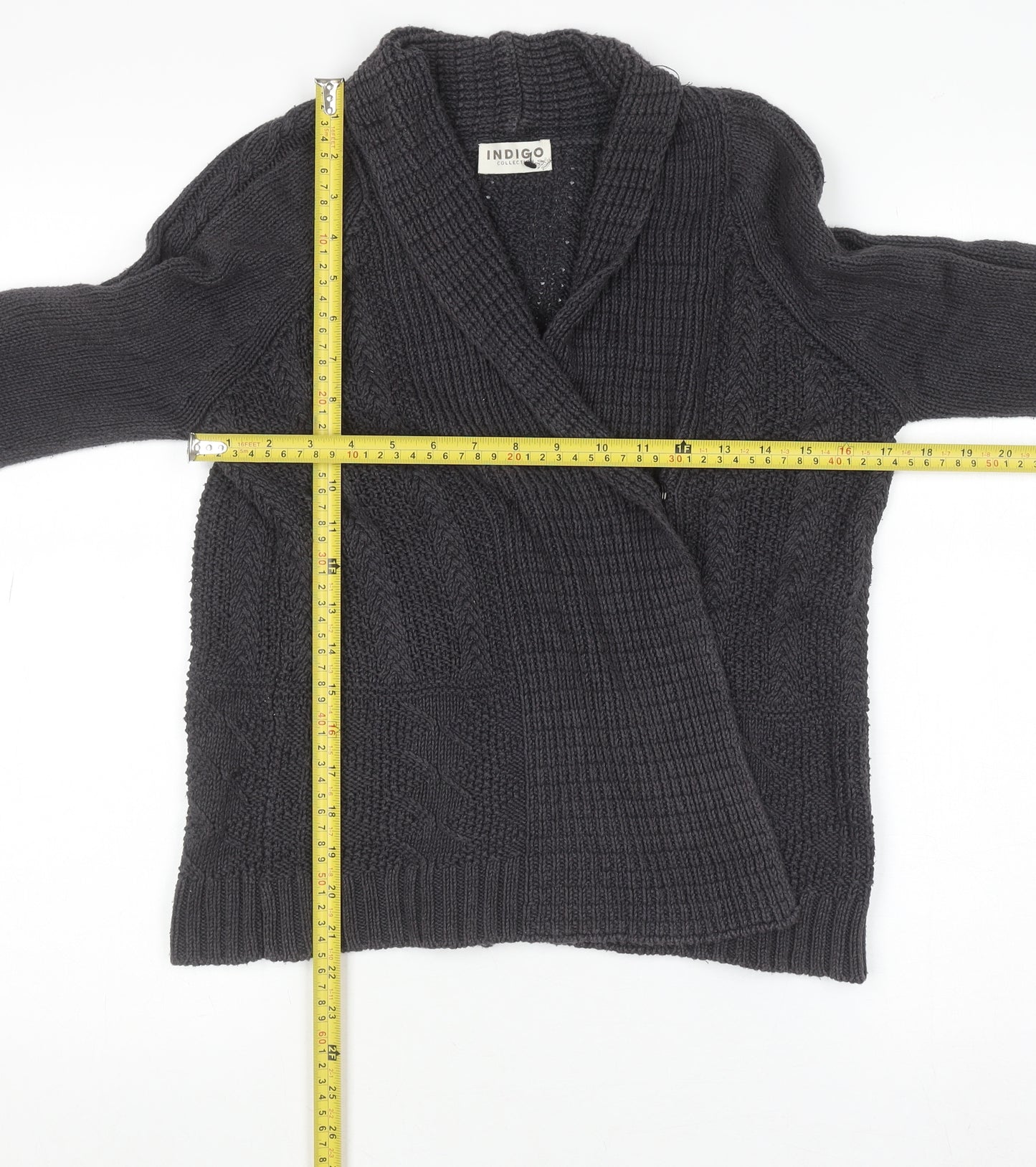 Marks and Spencer Women’s Grey Cable Knit V-Neck Cardigan Size 8