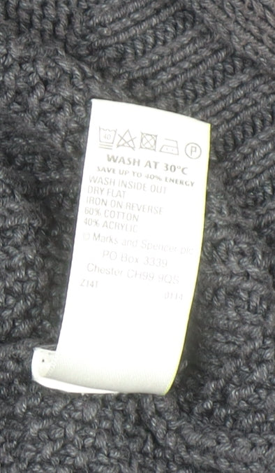 Marks and Spencer Women’s Grey Cable Knit V-Neck Cardigan Size 8