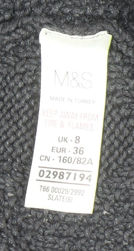Marks and Spencer Women’s Grey Cable Knit V-Neck Cardigan Size 8