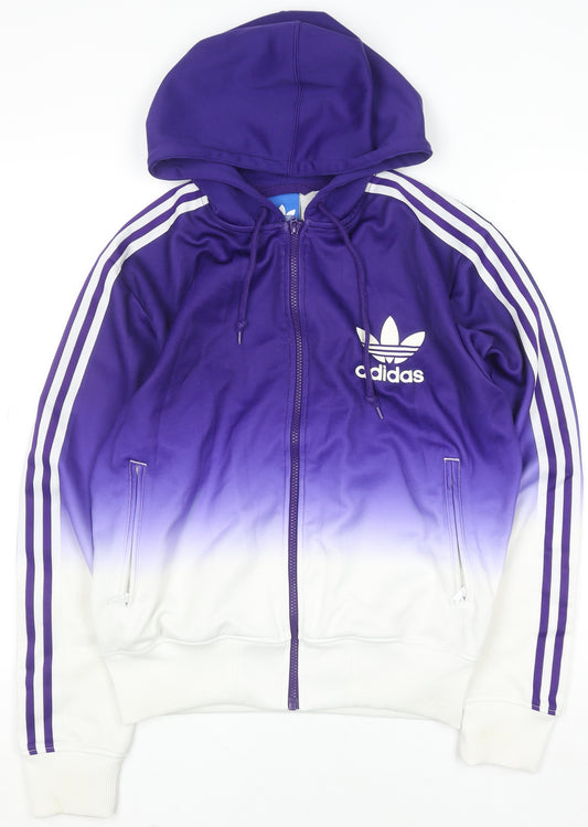 Adidas Men's Purple Full Zip Hooded Sweatshirt M Sports Retro Jacket
