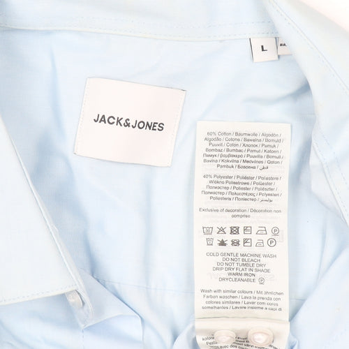 Jack & Jones Men's Blue Long Sleeve Button-Up Shirt Size L