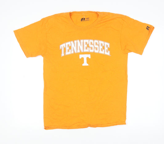 Russell Men's Orange Tennessee Graphic Short Sleeve Cotton T-Shirt Size M