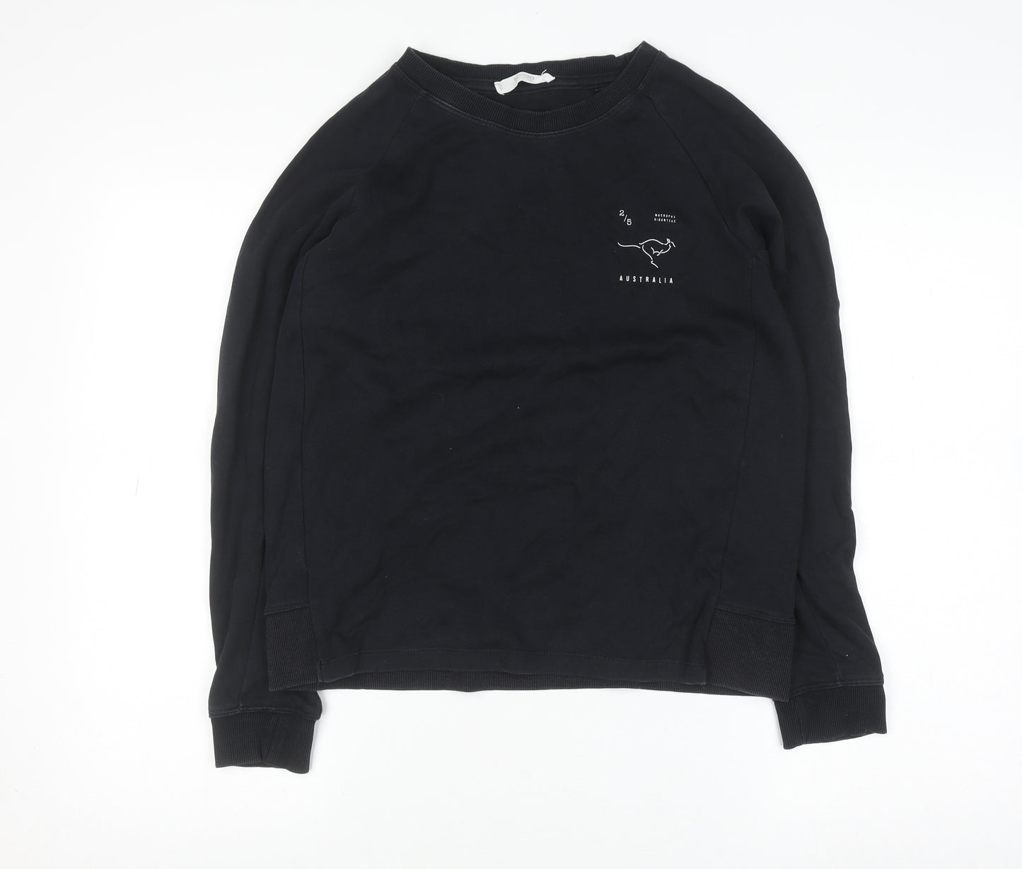 Mango Women Black Australia Print Pullover Sweatshirt Size 8