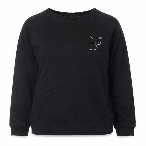 Mango Women Black Australia Print Pullover Sweatshirt Size 8