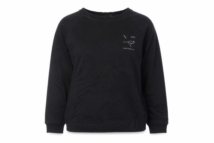 Mango Women Black Australia Print Pullover Sweatshirt Size 8
