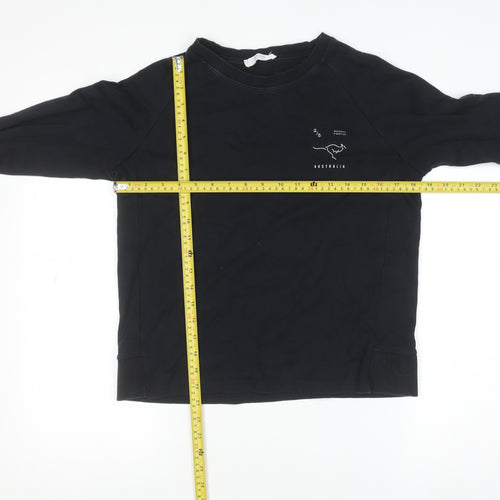 Mango Women Black Australia Print Pullover Sweatshirt Size 8