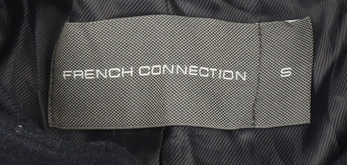 French Connection Men's Black Wool Pea Coat Jacket Size S Winter Smart