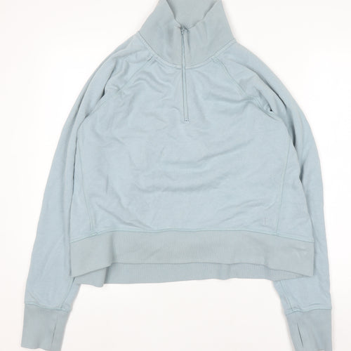 Sweaty Betty Womens Blue 1/2 Zip Cotton Pullover Sweatshirt Size 12