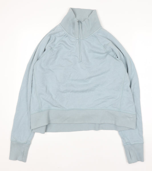 Sweaty Betty Womens Blue 1/2 Zip Cotton Pullover Sweatshirt Size 12