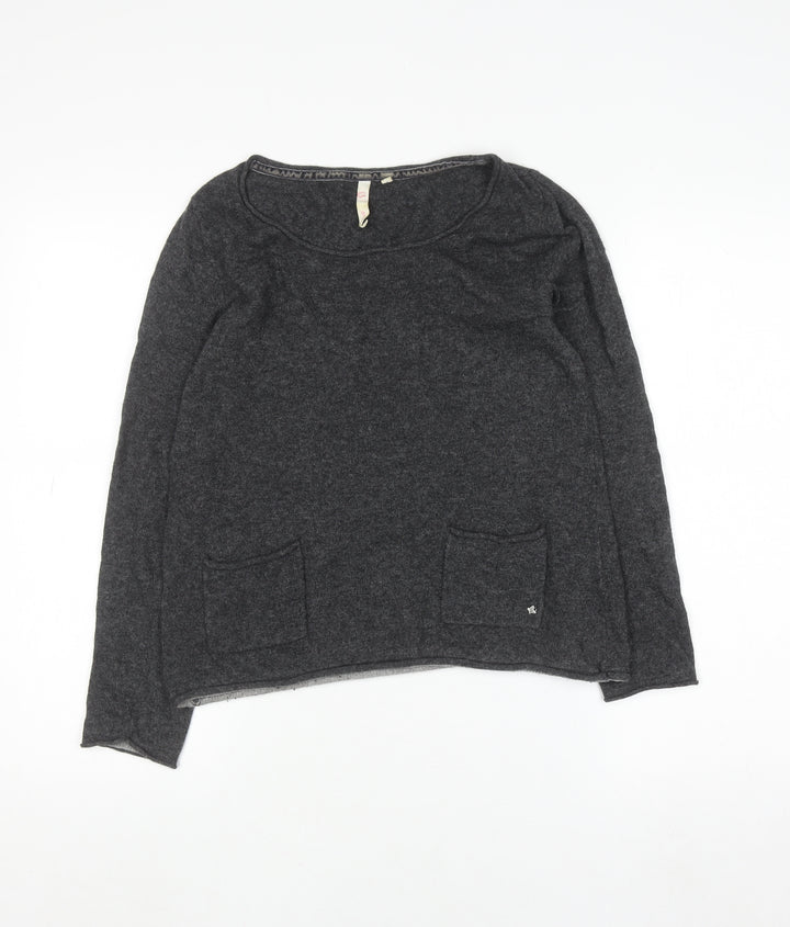 White Stuff Women’s Grey Crew Neck Wool Blend Pullover Jumper Size M