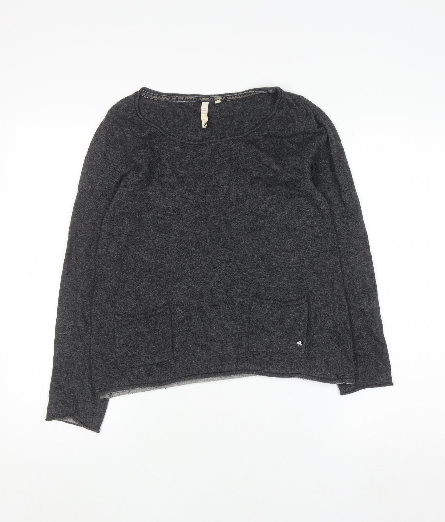 White Stuff Women’s Grey Crew Neck Wool Blend Pullover Jumper Size M