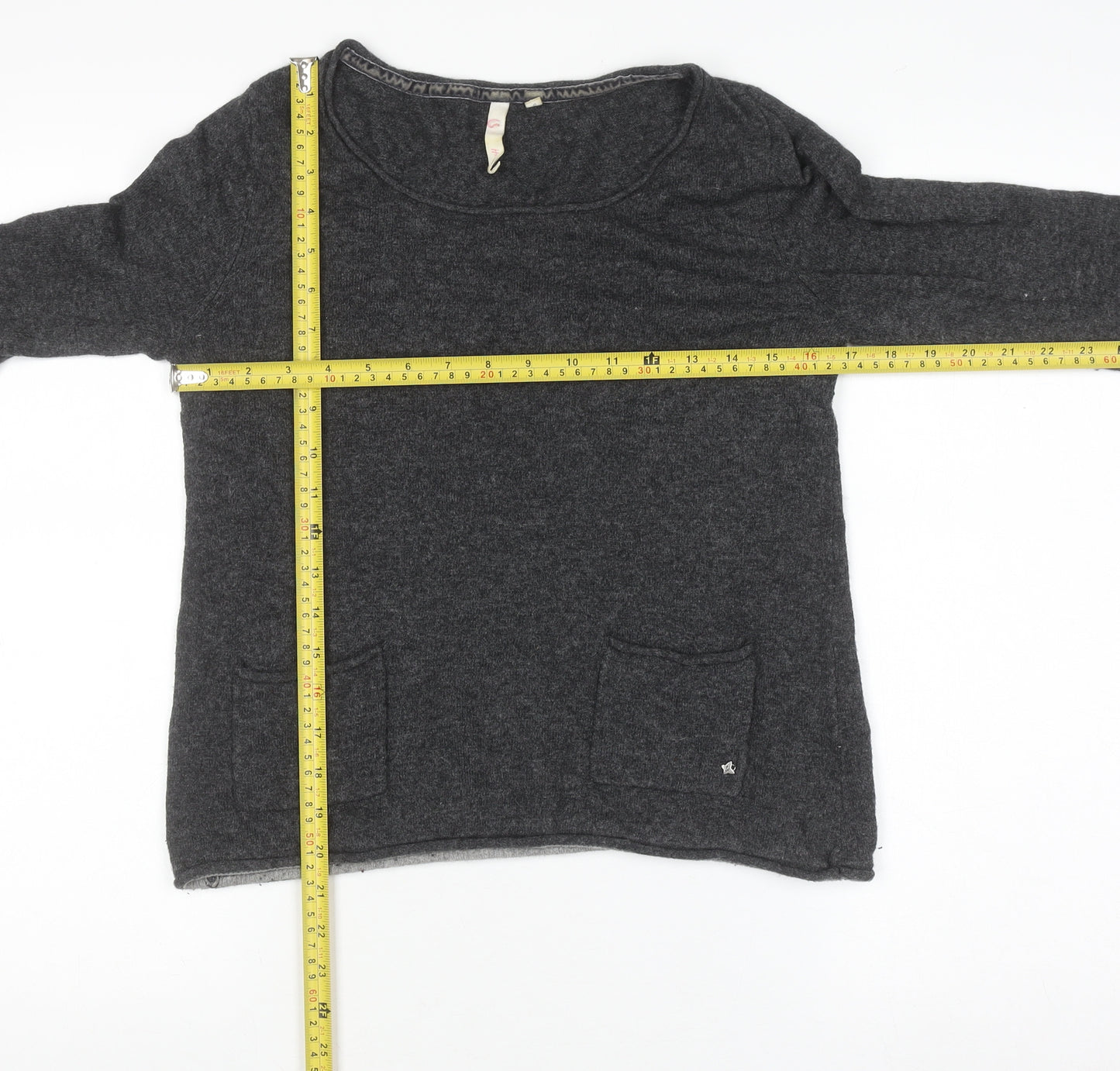 White Stuff Women’s Grey Crew Neck Wool Blend Pullover Jumper Size M