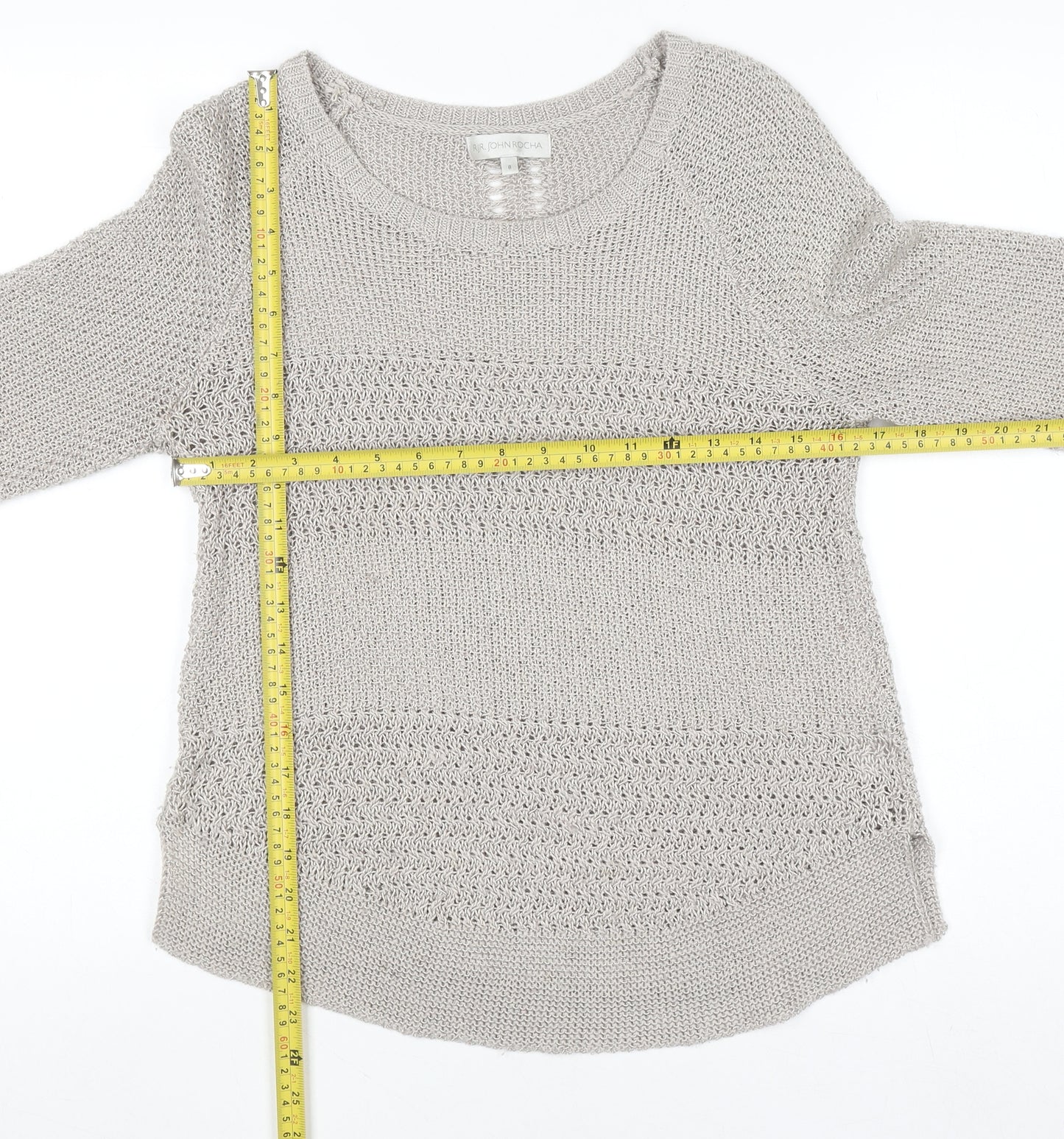 RJR John Rocha Women’s Beige Knit Jumper Size 8 Acrylic Blend