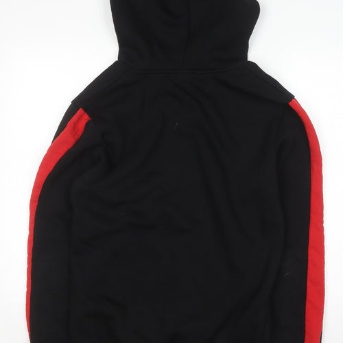 boohooMAN Men's Black Full Zip Hoodie Size M with Red Stripe Detail
