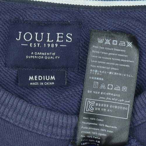 Joules Women Navy Blue Cotton Crew Neck Pullover Sweatshirt Size M