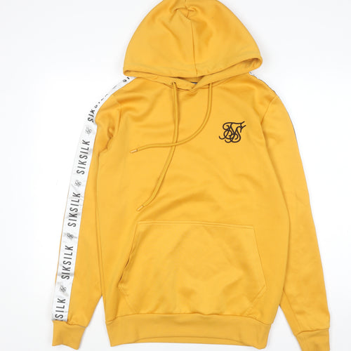 SikSilk Women's Yellow Pullover Hoodie XS Logo Tape Detail
