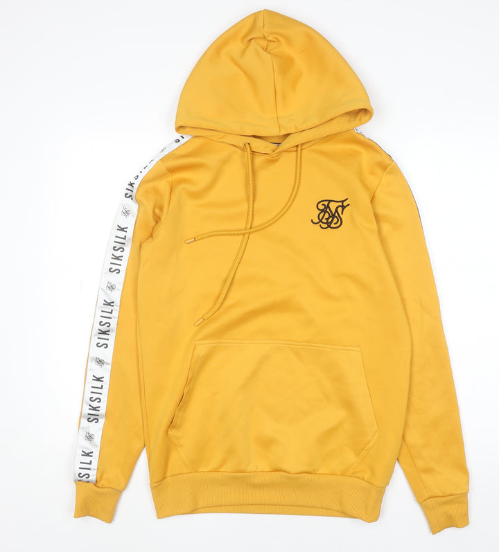 SikSilk Women's Yellow Pullover Hoodie XS Logo Tape Detail