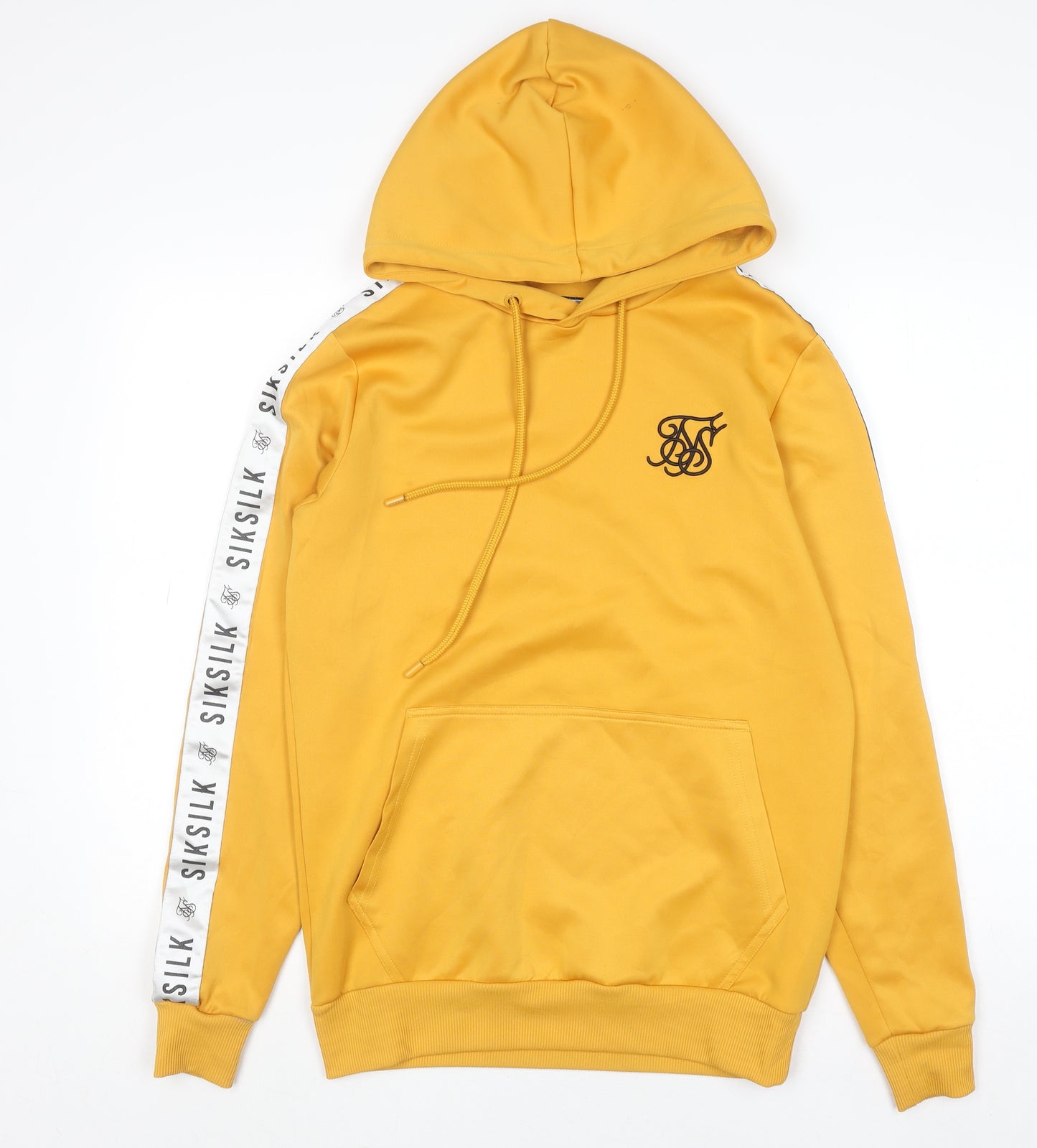 SikSilk Women's Yellow Pullover Hoodie XS Logo Tape Detail