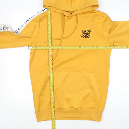 SikSilk Women's Yellow Pullover Hoodie XS Logo Tape Detail