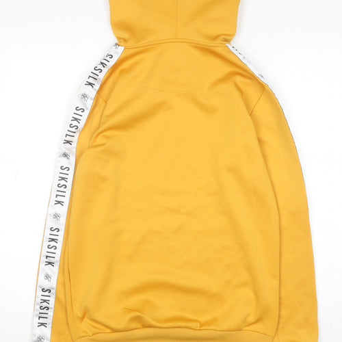 SikSilk Women's Yellow Pullover Hoodie XS Logo Tape Detail
