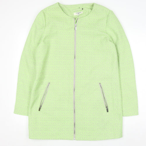 Threadbare Women Green Mid-Length Zip Tweed Coat Size 12