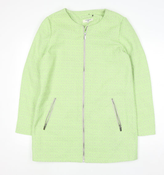 Threadbare Women Green Mid-Length Zip Tweed Coat Size 12