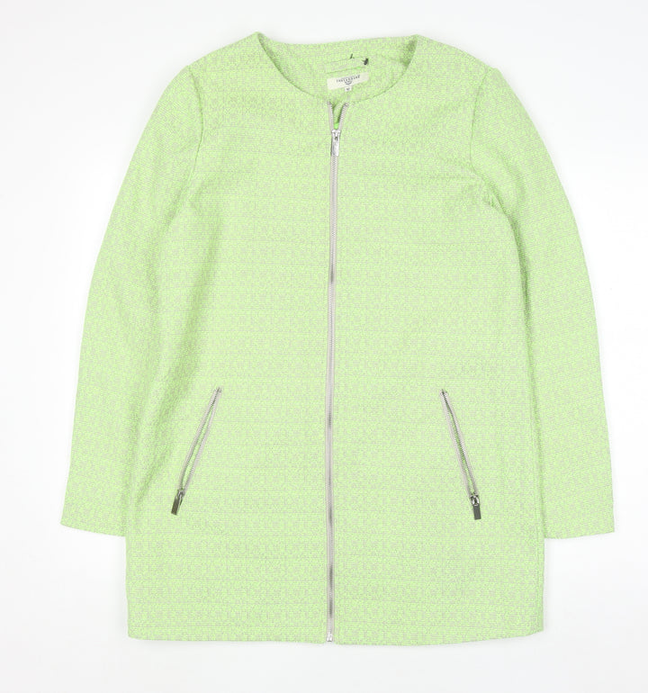 Threadbare Women Green Mid-Length Zip Tweed Coat Size 12