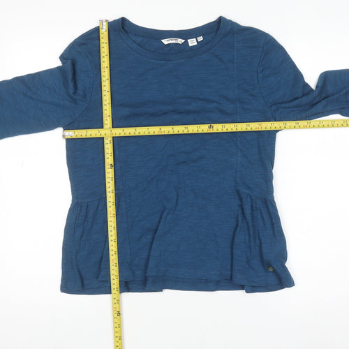 Superdry Women Blue Long Sleeve Cotton Blend Jersey T-Shirt Size 10