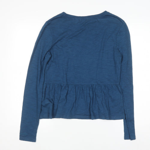 Superdry Women Blue Long Sleeve Cotton Blend Jersey T-Shirt Size 10