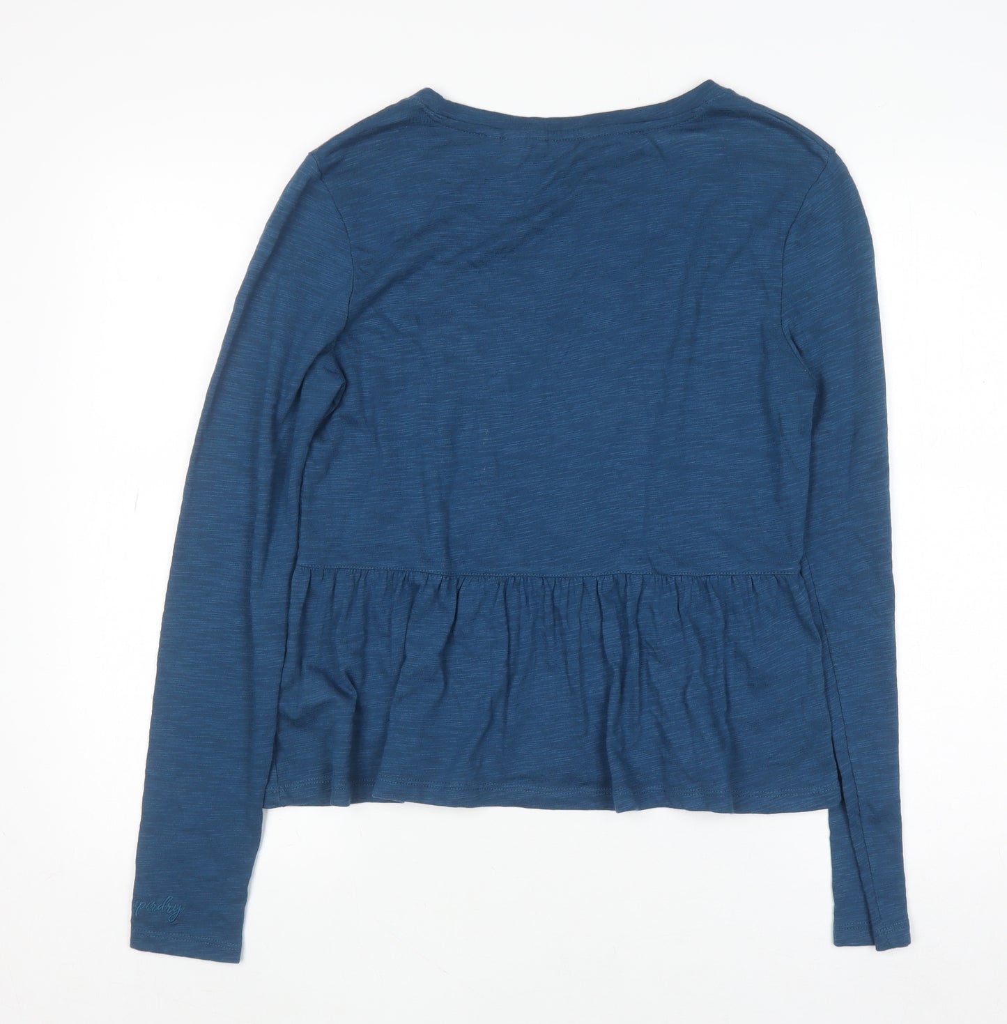 Superdry Women Blue Long Sleeve Cotton Blend Jersey T-Shirt Size 10