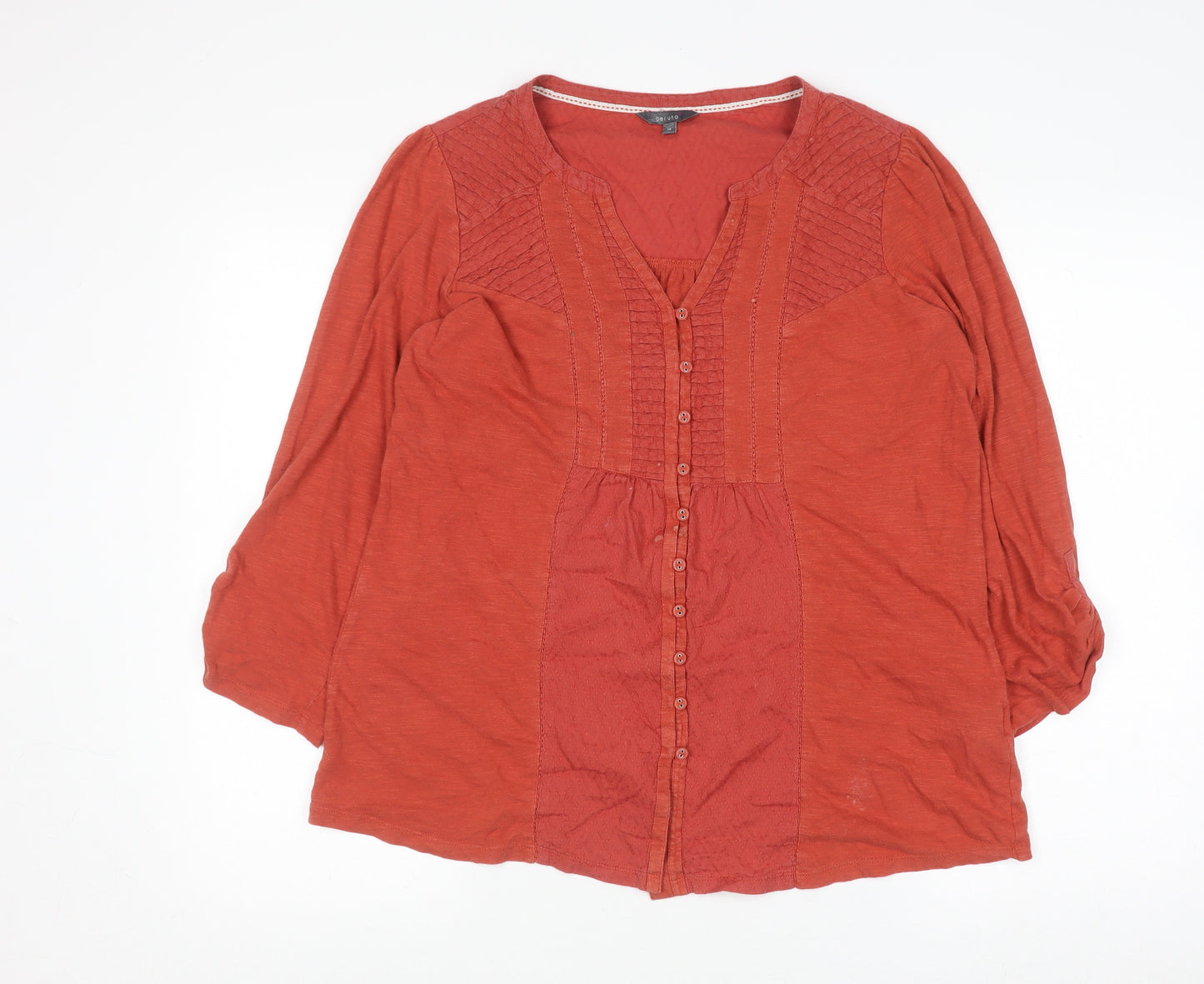Marks and Spencer Per Una Women's Red Cotton Tunic Blouse Size 14