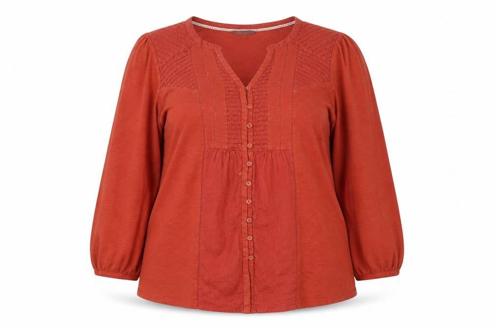 Front view of Marks & Spencer Per Una Women's Red Cotton Tunic Blouse, size 14