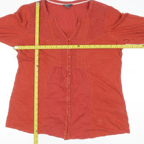 Marks and Spencer Per Una Women's Red Cotton Tunic Blouse Size 14