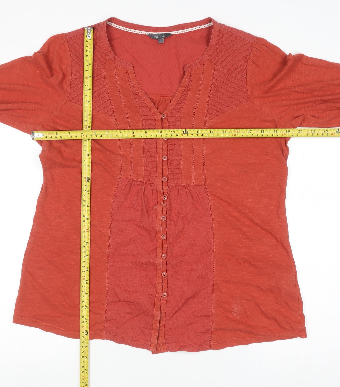 Marks and Spencer Per Una Women's Red Cotton Tunic Blouse Size 14