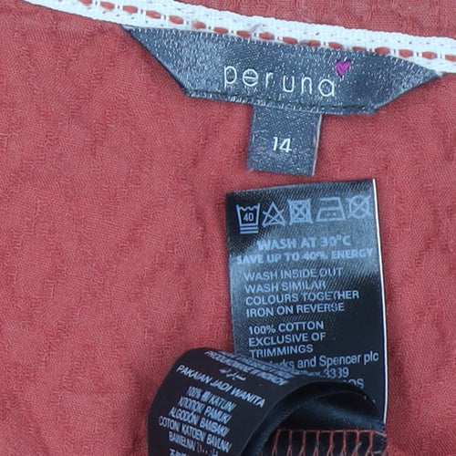 Marks and Spencer Per Una Women's Red Cotton Tunic Blouse Size 14