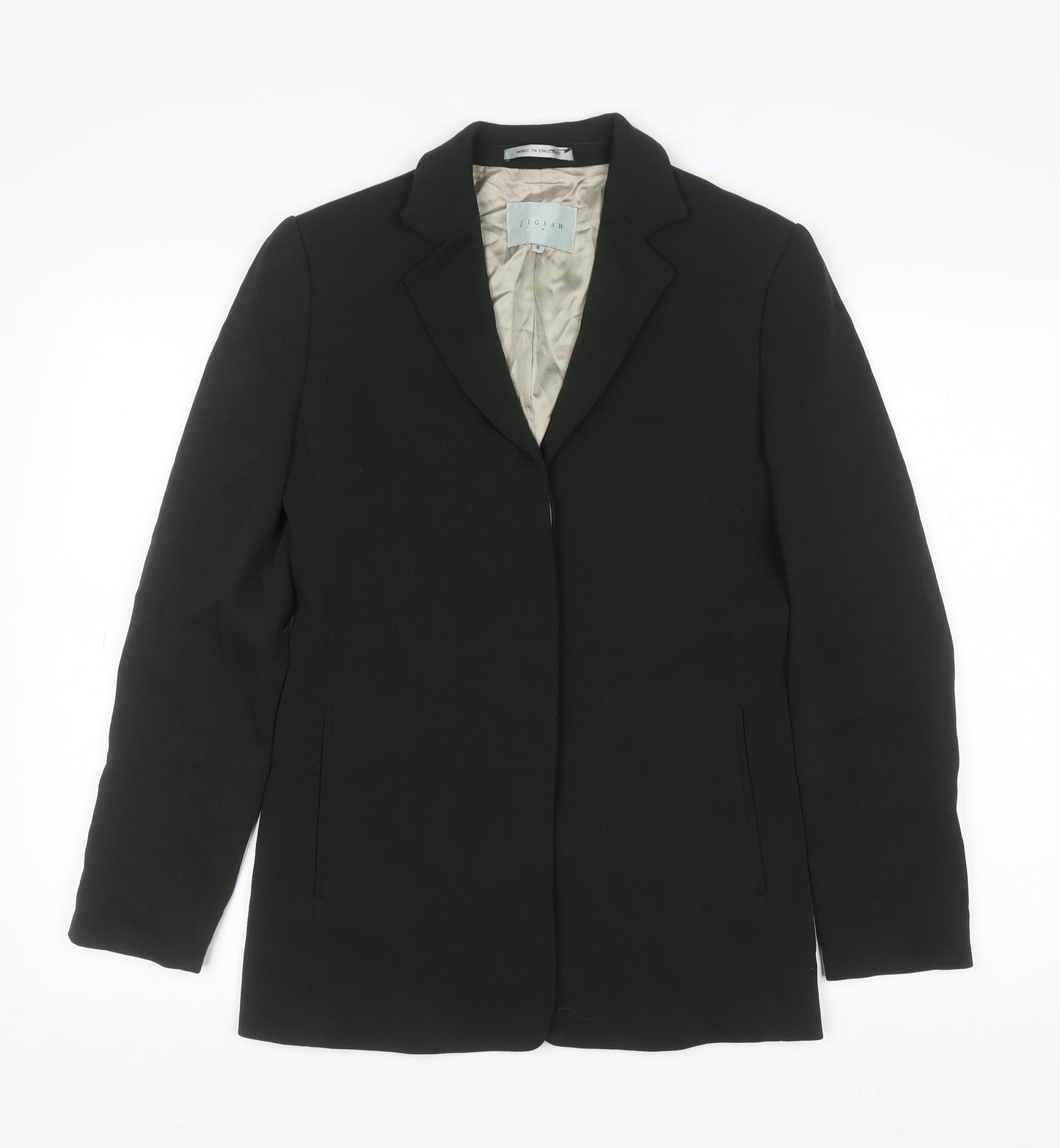 Jigsaw Women's Black Wool Blend Blazer Jacket Size 8 Classic Lined