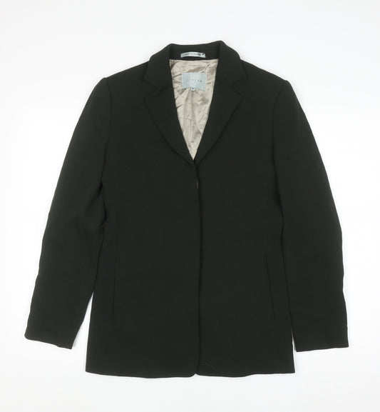 Jigsaw Women's Black Wool Blend Blazer Jacket Size 8 Classic Lined
