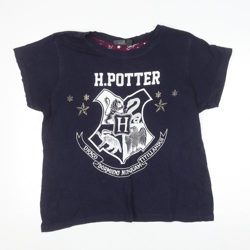 Harry Potter Womens Blue XL Cotton Short Sleeve Pyjama Top