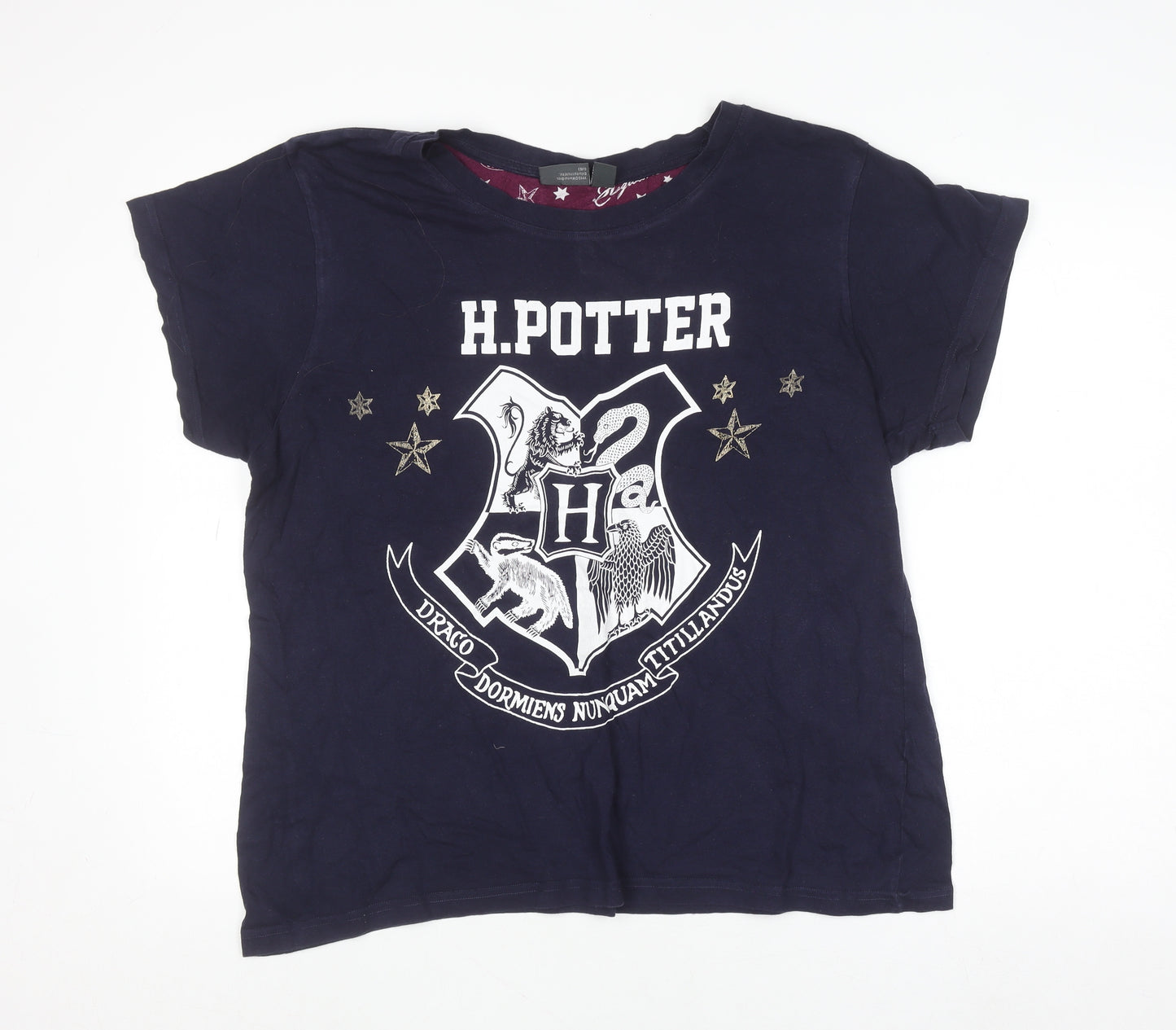 Harry Potter Womens Blue XL Cotton Short Sleeve Pyjama Top