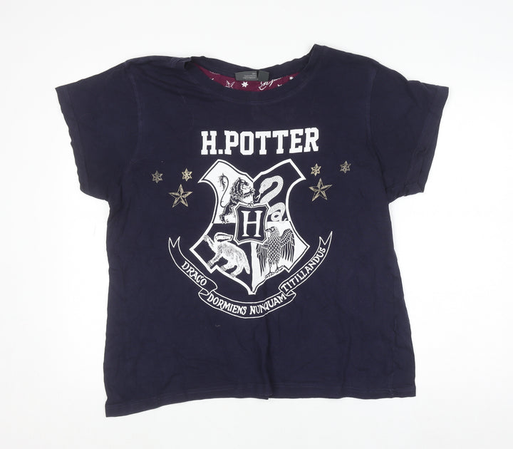 Harry Potter Womens Blue XL Cotton Short Sleeve Pyjama Top