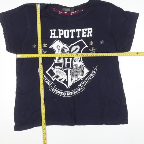 Harry Potter Womens Blue XL Cotton Short Sleeve Pyjama Top