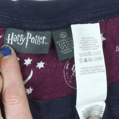 Harry Potter Womens Blue XL Cotton Short Sleeve Pyjama Top