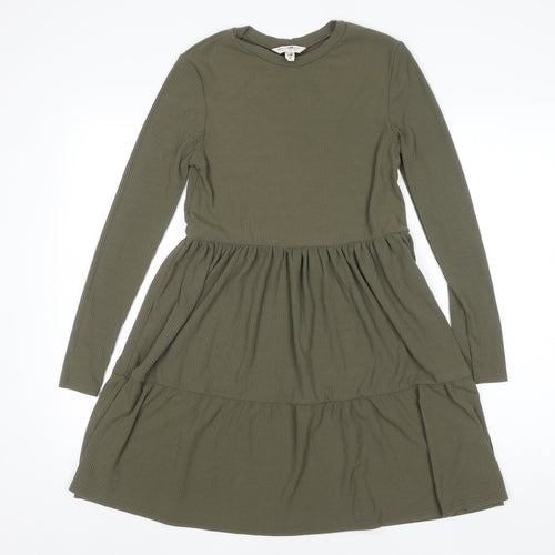 Miss Selfridge Women’s Green Skater Dress Size 8 Long Sleeve Knit