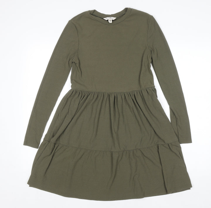 Miss Selfridge Women’s Green Skater Dress Size 8 Long Sleeve Knit