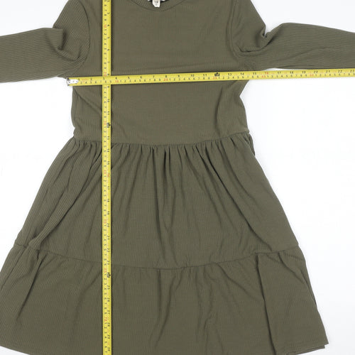 Miss Selfridge Women’s Green Skater Dress Size 8 Long Sleeve Knit
