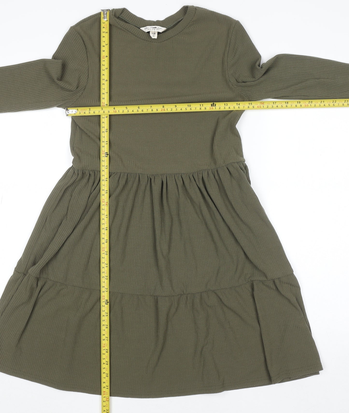 Miss Selfridge Women’s Green Skater Dress Size 8 Long Sleeve Knit