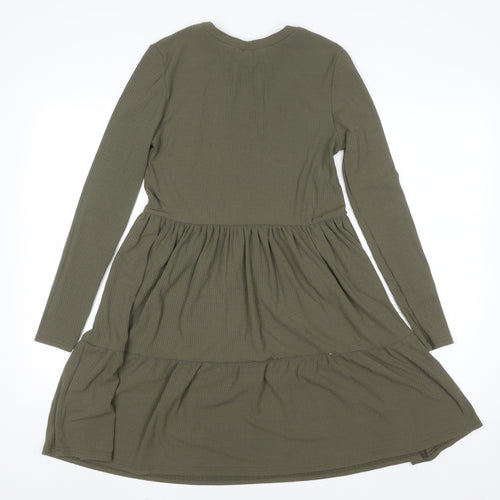 Miss Selfridge Women’s Green Skater Dress Size 8 Long Sleeve Knit