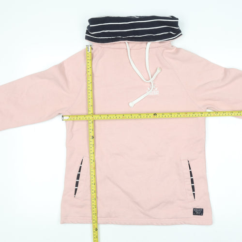 Quba & Co Womens Pink Pullover Hoodie Size 8 Nautical Stripe Neck